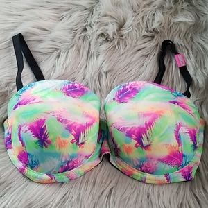 NWT Pink VS Multicolor Strapless Push Up Bra 23DD